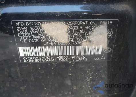 2018 Lexus Is 300 из США, поврежденный, VIN JTHBA1D26J5078387